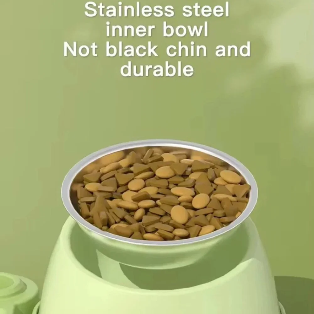 2-in-1 Pet Feeder and Automated Water Dispenser with Stainless steel Bowl